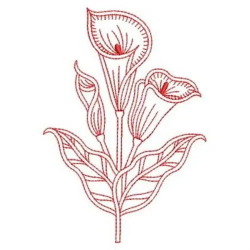 Special Offer Redwork Flower Calla Lily Embroidery Design