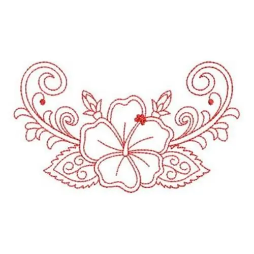 Redwork Border Hibiscus Embroidery Design One Day Deal