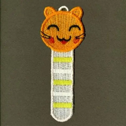 FSL Cat Bookmark Embroidery Design High Quality