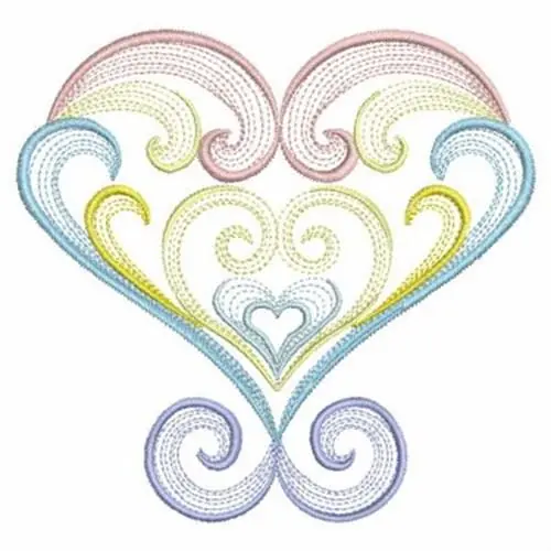 Today Only Colorful Heart Rippled Embroidery Design