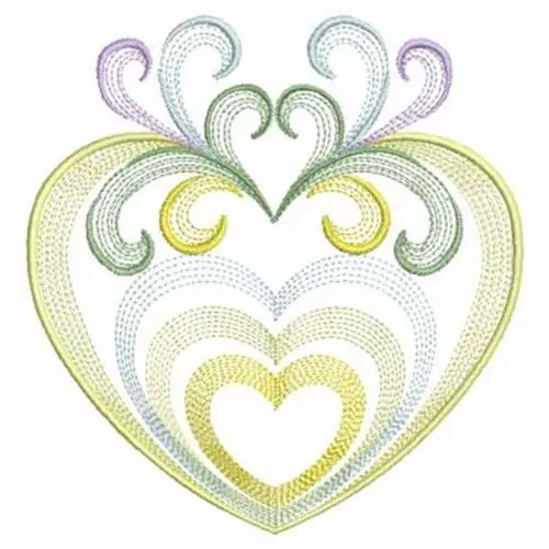 Luxury Colorful Rippled Hearts Embroidery Design