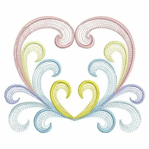 Genuine Colorful Rippled Hearts Embroidery Design