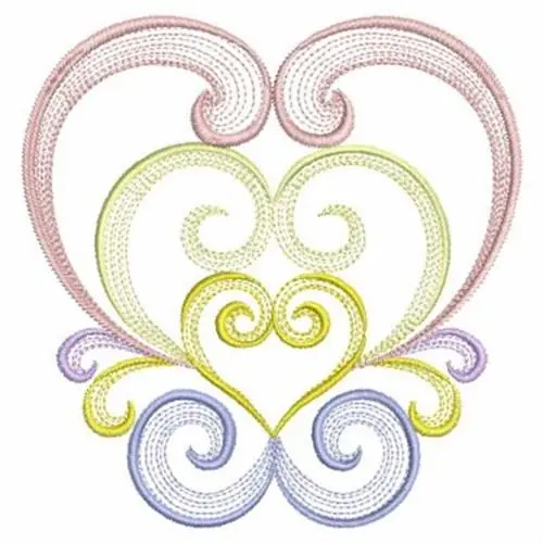 Colorful Rippled Hearts Embroidery Design Discount