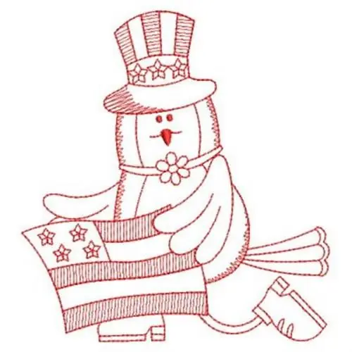 Holiday Sale Redwork Flag Bird Embroidery Design