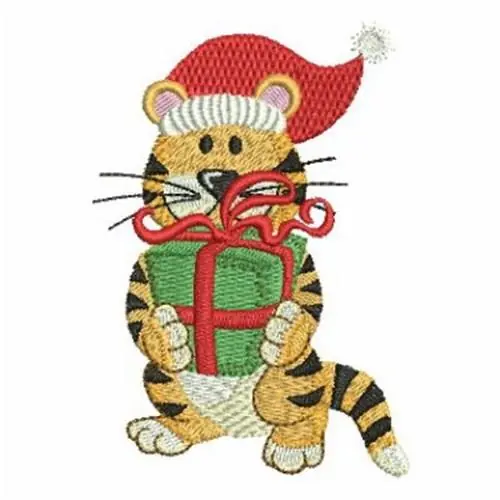 Cute Christmas Tiger Embroidery Design Bargain