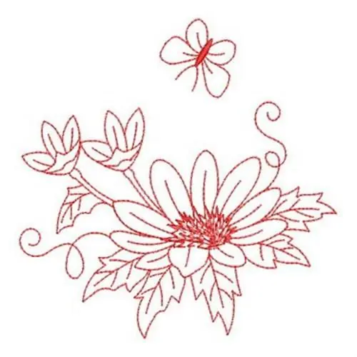 One Day Deal Redwork Butterfly Flowers Embroidery Design