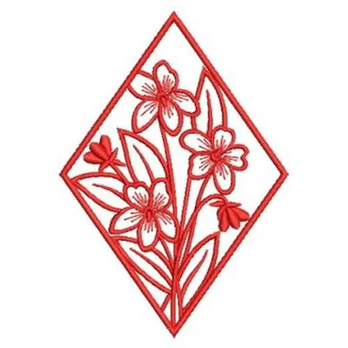 Handmade Redwork Month of Violet Embroidery Design