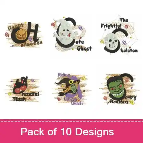 Fast Shipping Halloween Decoration 001 Embroidery design pack by Wind Bell Embroidery, Embroidery Packs on EmbroideryDesigns.com
