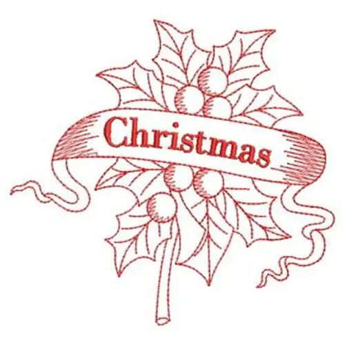 Sale Redwork Merry Christmas Embroidery Design