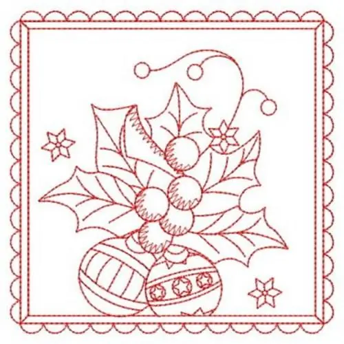 In Demand Redwork Merry Ornaments Embroidery Design