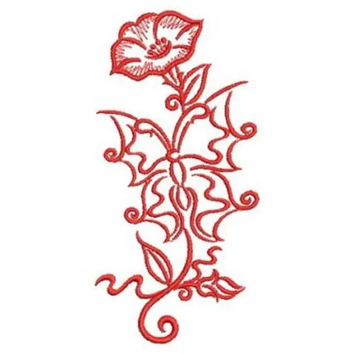Grab Now Redwork Swirling Butterfly Embroidery Design