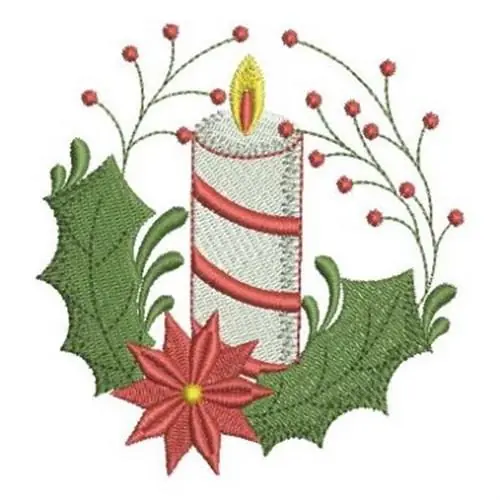 Circle Christmas Candle Embroidery Design Exclusive
