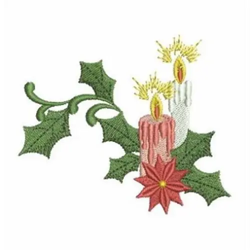Corner Christmas Candles Embroidery Design Final Sale
