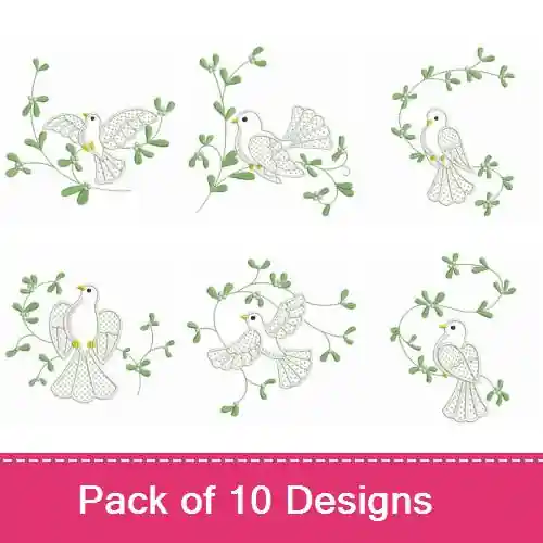 Limited Edition Heirloom Christmas Dove 2 Embroidery design pack by Wind Bell Embroidery, Embroidery Packs on EmbroideryDesigns.com