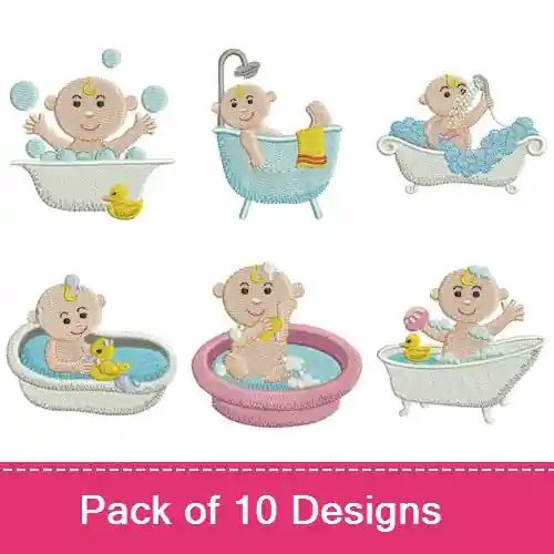 Best Price Bath Time Embroidery design pack by Wind Bell Embroidery, Embroidery Packs on EmbroideryDesigns.com