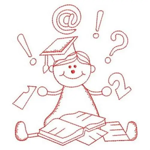 Hot Deal Redwork School Boy Embroidery Design