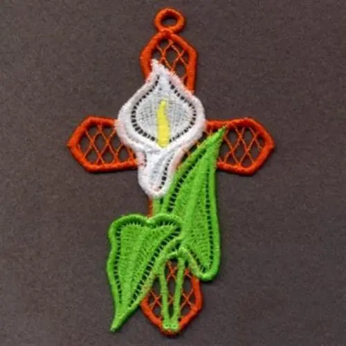 Viral FSL Calla Lily Cross Embroidery Design