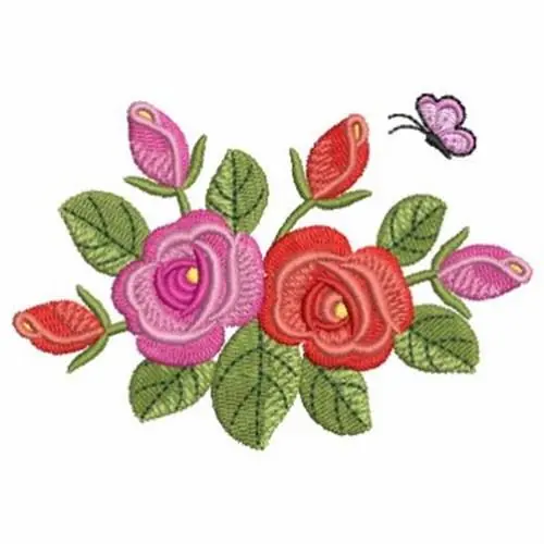 Luxury Roses Plant Embroidery Design