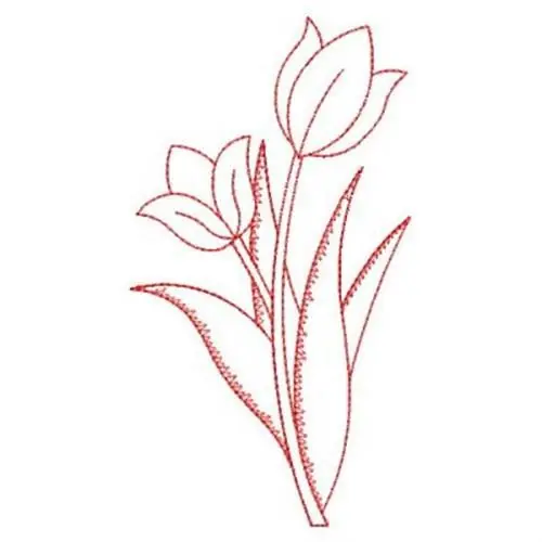 Redwork Tulips Embroidery Design Warranty Included