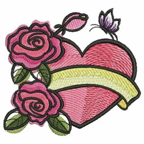 While Supplies Last Watercolor Roses Heart Embroidery Design