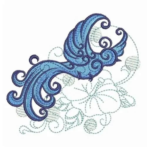 Swirl Bird Flower Embroidery Design Professional Grade