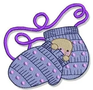 Brand New BubbaBoo In Winter Mittens Embroidery Design