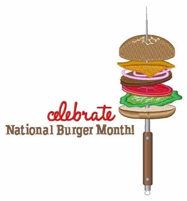 Burger Month Embroidery Design Seasonal Sale