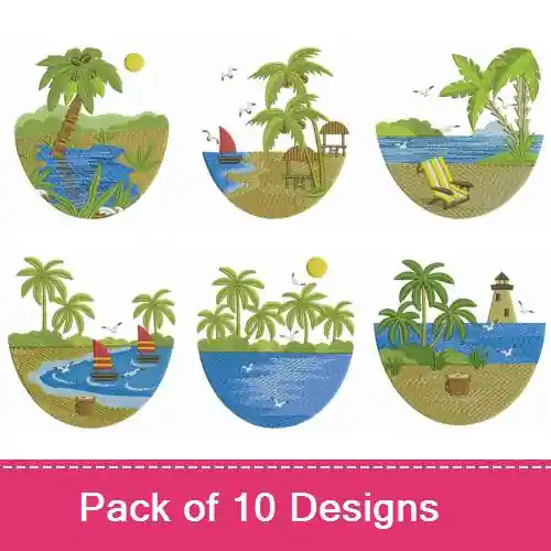Must Have Beach Scenery Embroidery design pack by Ace Points, Embroidery Packs on EmbroideryDesigns.com