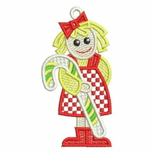 Factory Price FSL Candy Cane Ornaments Embroidery Design
