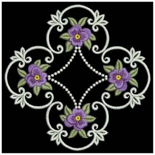Heirloom Pansy Quilt Embroidery Design Same Day Shipping
