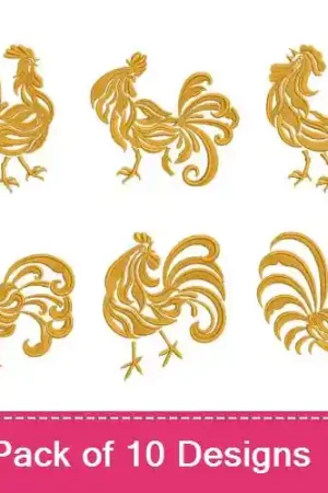 Best Price Damask Rooster Embroidery design pack by Ace Points, Embroidery Packs on EmbroideryDesigns.com