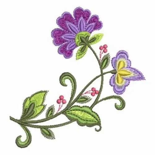 Low Price Jacobean Flowers Embroidery Design