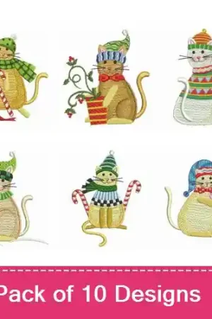 Christmas Kittens Embroidery design pack by Ace Points, Embroidery Packs on EmbroideryDesigns.com Shop Now