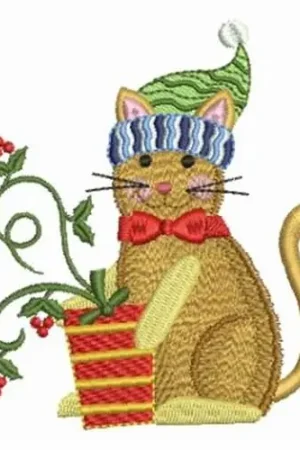 Christmas Cat Embroidery Design Price Cut