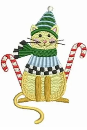 Christmas Pussy Cat Embroidery Design New Release