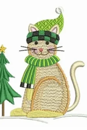 Christmas Kitty Cat Embroidery Design Fast Shipping