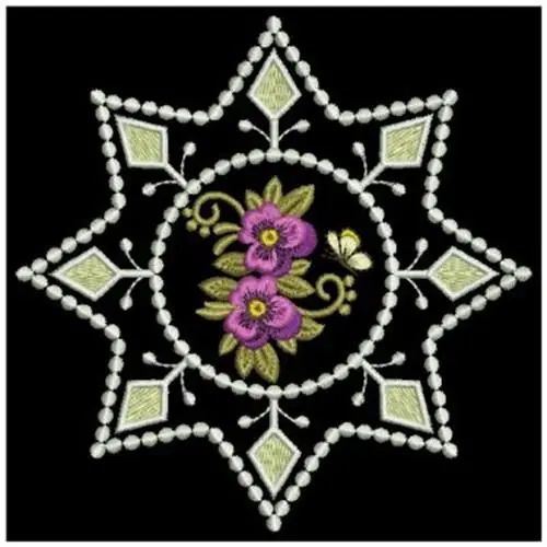 Candlewick Star Flower Embroidery Design Trending