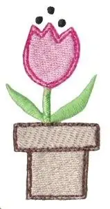 Free Delivery Dinky Doodle Potted Flower Embroidery Design