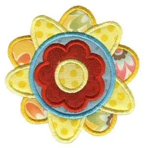 Yellow Doodle Flower Applique Embroidery Design One Day Deal