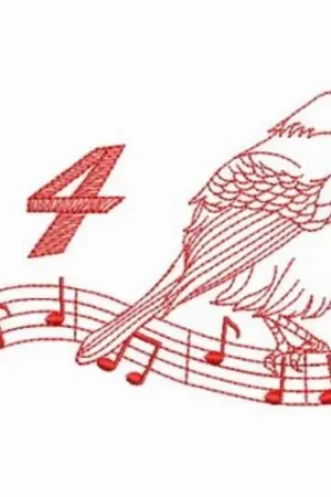Big Sale Redwork Christmas Day 4 Embroidery Design