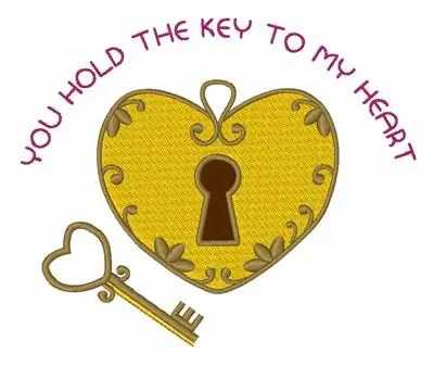 Key To Heart Embroidery Design Today Only
