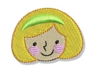 Happy Face Blonde Girl Embroidery Design Worldwide Shipping