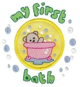 Instant Buy My First Bath Applique Embroidery Design