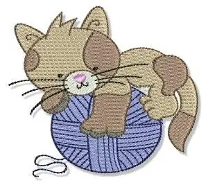 Last Chance Cuddly Kitten & Yarn Embroidery Design