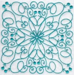 Warranty Included Swirly Bluework Quilt Block Embroidery Design