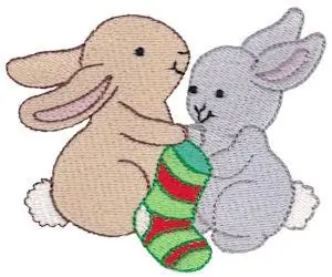 Affordable Christmas Bunnies & Stocking Embroidery Design