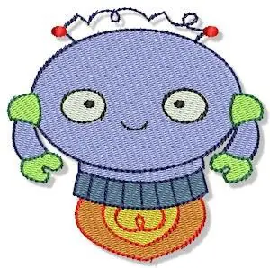 Seasonal Sale Flying Robot Embroidery Design