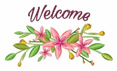 Welcome Flowers Embroidery Design Worldwide Shipping