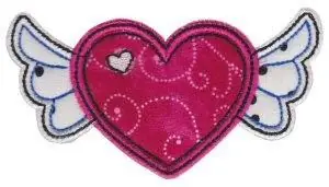 Top Pick Winged Heart Applique Embroidery Design