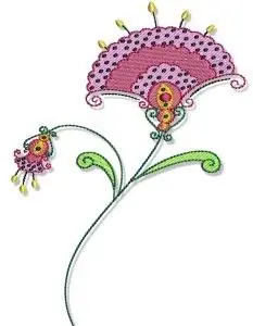Fan Flower Embroidery Design Free Shipping